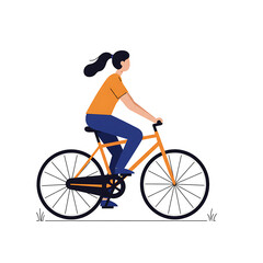 Obraz premium Young woman cycling with ponytail vector art