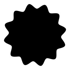 Abstract black starburst shape on a white background with wavy edges