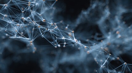 Abstract glowing neuron network with pink and blue light connections, futuristic digital brain illustration, biotechnology and medical science visualization background