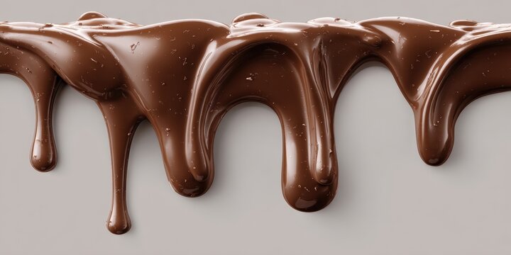 Melted chocolate drips on a light gray background