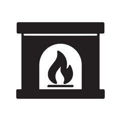Fireplace Silhouette Icon Vector on White Background