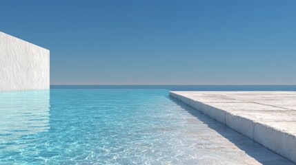 Obraz premium Clean Minimalist Swimming Pool Scene Under Clear Blue Sky