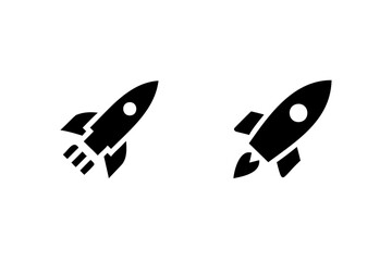 Two rocket ship icons with exhaust flames a window spaceship space