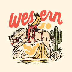 a cowboy trying to conquer a horse that jumps very high