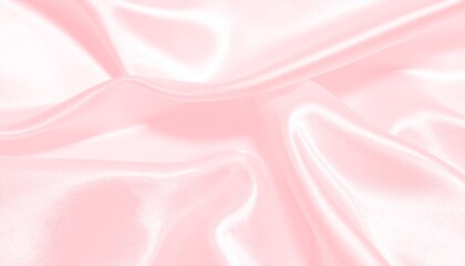 Luxurious pastel pink fabric with smooth, wavy drapes and highlights.