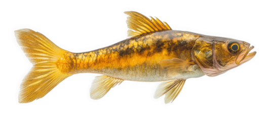 Gold barb fish isolated on transparent background