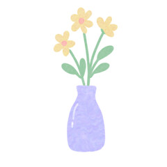 Yellow flower in purple vase