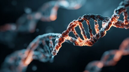 3d illustration of dna molecule highlighting biochemistry and molecular biology concepts on a futuristic medical and scientific background