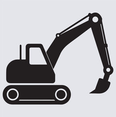 excavator and shovel silhouette vector art illustration, excavator and shovel icon