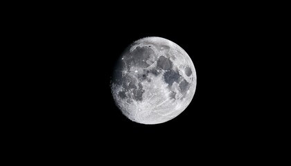 full moon over dark night sky with luminous glow and visible craters captured in stunning detail white background or
