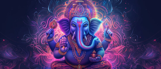 Sitting Figure Digital Illustration with Geometric Backdrop