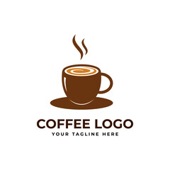 logo coffee cup with steam for cafe shop branding