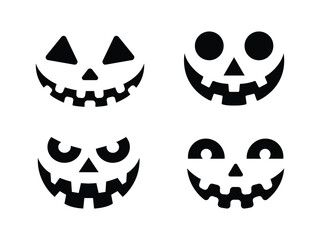 Halloween Pumpkin Face Templates Set of Four Spooky Designs