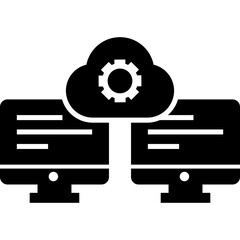 computer icon with cloud setting 