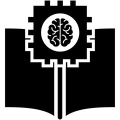 Brain with book, e book icon