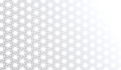 An elegant repeating pattern features light gray geometric shapes on a gradient white background, creating an intricate and modern design, perfect for a sleek texture or backdrop