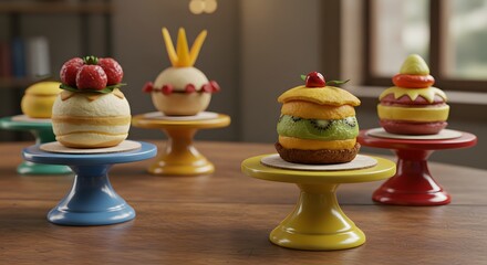 Delicious Assortment of Creative Sweet Pastries and Desserts on Display