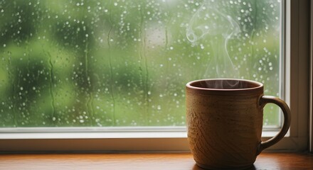 Warm Drink on a Rainy Day by the Window