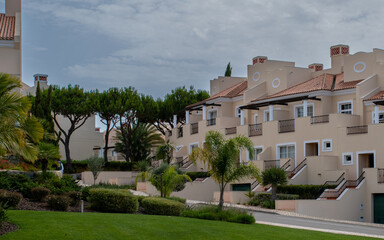 Typical Portuguese holiday villas. Modern stylish resort houses.