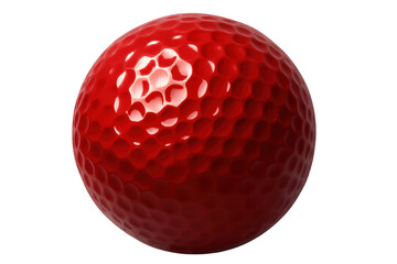 Red Golf Ball Isolated on Transparent Background with Detailed Dimples