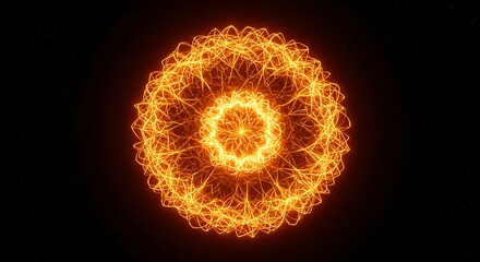 Fototapeta premium Abstract luminous orb with intricate filament network against the star studded space