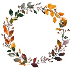 Autumn wreath collage leaves leaf illustration.