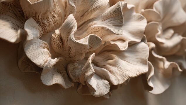 Abstract ceramic sculptures, detailed swirls