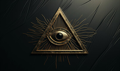 Eye Inside Triangle Symbol on Dark Textured Background