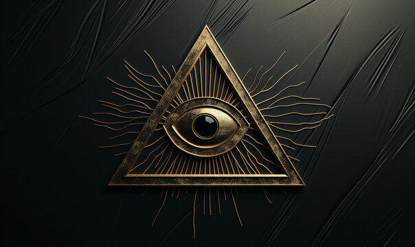 Eye Inside Triangle Symbol on Dark Textured Background