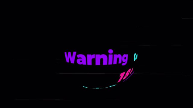 Adult content warning 18+ with fisheye lens text effect on black background. 4K video