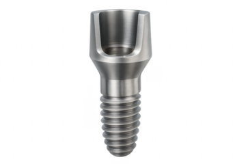 Dental implant screw abutment connecting element on transparent background