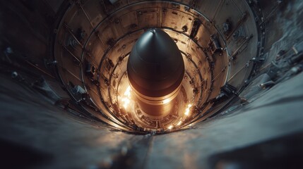 Close-up of a nuclear warhead inside a missile