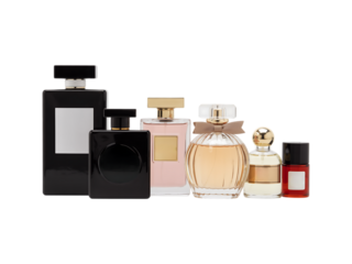 Assortment of various perfume bottles.  Luxury, fragrance, beauty.