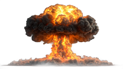 Massive Nuclear Explosion Mushroom Cloud with Intense Fire and Smoke