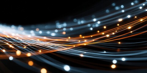 Abstract digital network of glowing lines