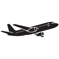 Airplane flight solid icon, airlines concept, plane in flight vector sign. Vector black silhouette. with white background