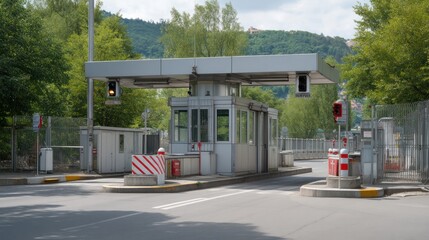 High security checkpoint at entrance of nuclear plant