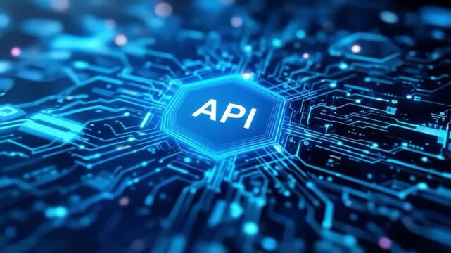 Illuminated api text symbol embedded within electronic circuit board network