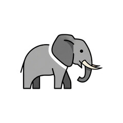 Obraz premium Stylized gray elephant silhouette with tusk on a for modern design concepts transparent background