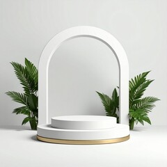 Creative 3D Product Showcase Podium with Abstract Geometric Background for Branding, Cosmetic Display, and Marketing Presentation AI Image