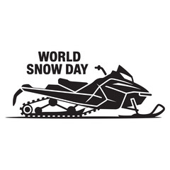Snowmobile solid icon, World snow day concept, Motor sled sign. Vector black silhouette. with white background