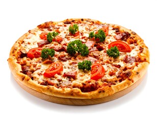Pizza on a wooden board