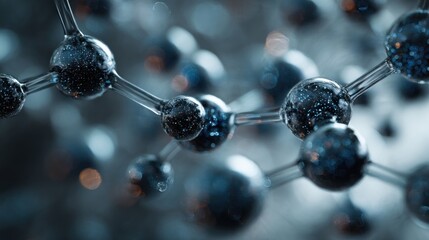 Abstract molecular structure visualization with interconnected spheres