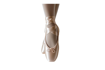 ballet pointe shoes, showcasing the toes on a white void, emphasizing elegance, and displaying simplicity in design.
