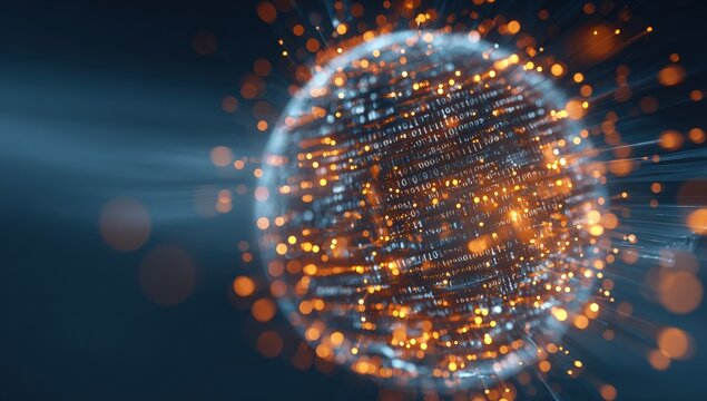Abstract sphere of glowing data