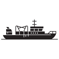 Naklejka premium Iceboat solid icon, World snow day concept, ice breaker ship sign. Vector black silhouette. with white background
