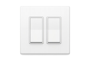 White Double Light Switch on Transparent Background