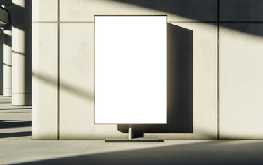 Fototapeta premium Mockup poster city box. Template poster advertising citylight. City format board, urban style, billboard in city. Mockup poster, city light box, street billboard, citylight. Realistic style photo