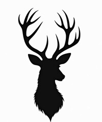 Silhouette of a Stag's Head: A striking, minimalist silhouette of a stag's head, showcasing its majestic antlers against a clean backdrop, embodies the wild spirit and beauty of nature.