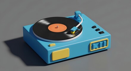 Retro Turntable with Vinyl Record and Vintage Design a Nostalgic Musical Illustration with a Modern Touch